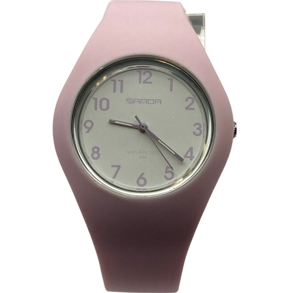 Sanda Women's Minimalist Watch 39mm New Battery Light Pink Silicone Band WR